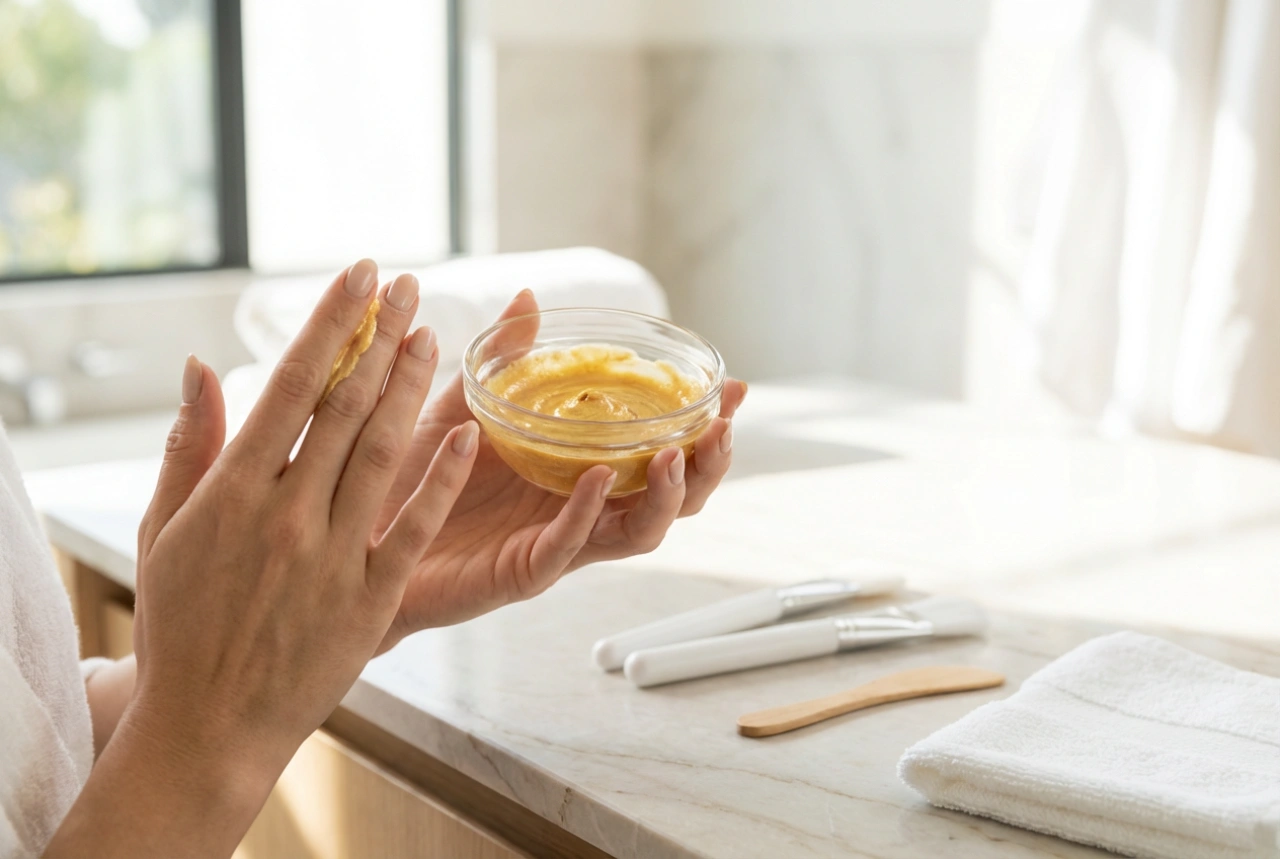 Mascarilla facial dorada en el cuidado casero: cómo aplicarla y retirarla