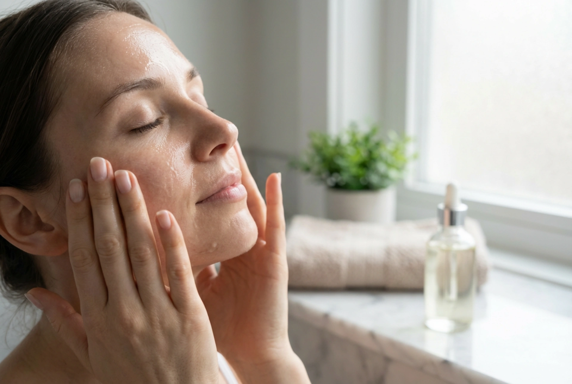 Aceite desmaquillante: masaje, emulsificación y limpieza final