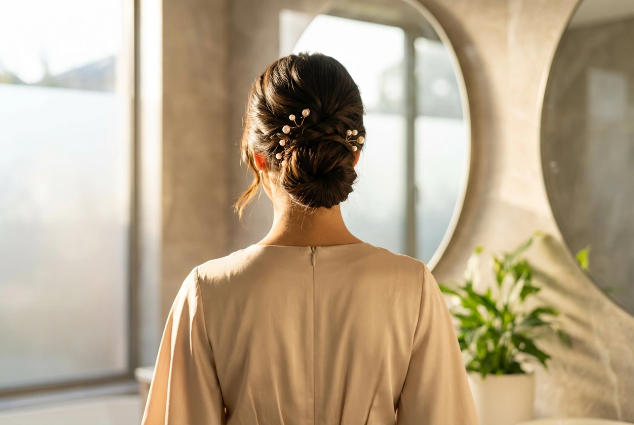 Peinado para vestido largo: proporciones, altura del recogido y accesorios