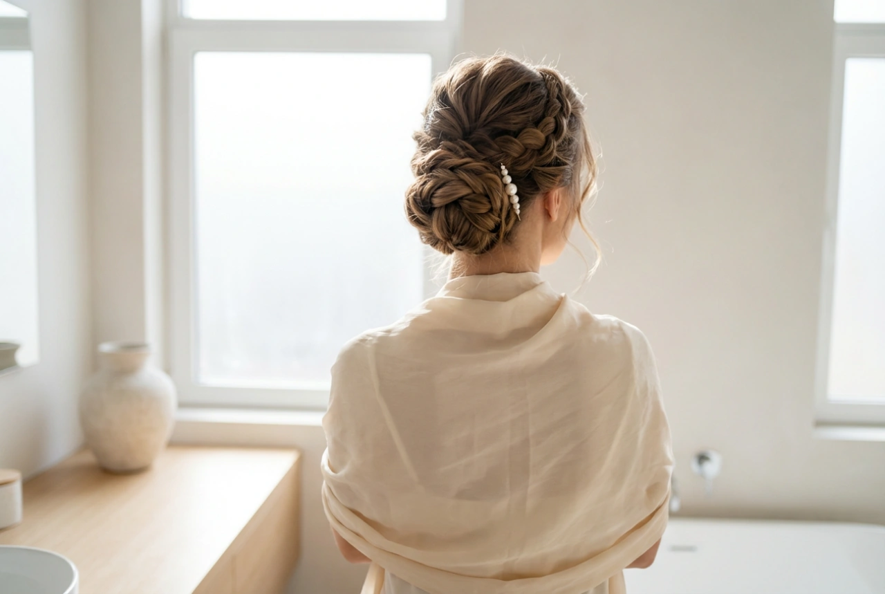 Peinado para un vestido largo de boda: moños elegantes, ondas y semirecogidos