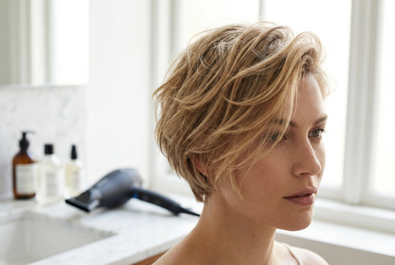 Peinado de mujer para cabello corto: volumen, textura y secado rápido