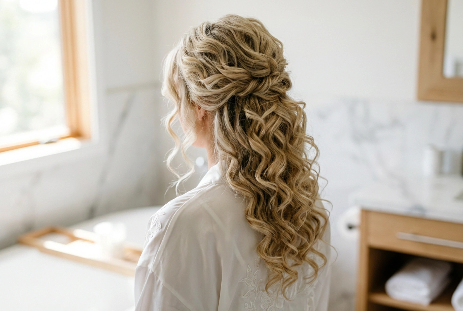 Día de la boda sin estrés: peinado de novia con rizos llenos de volumen