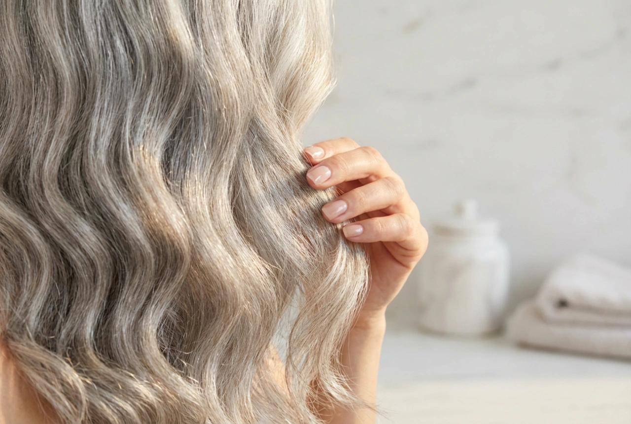 Mechones plateados en forma: peinados para cabello gris con efecto de volumen