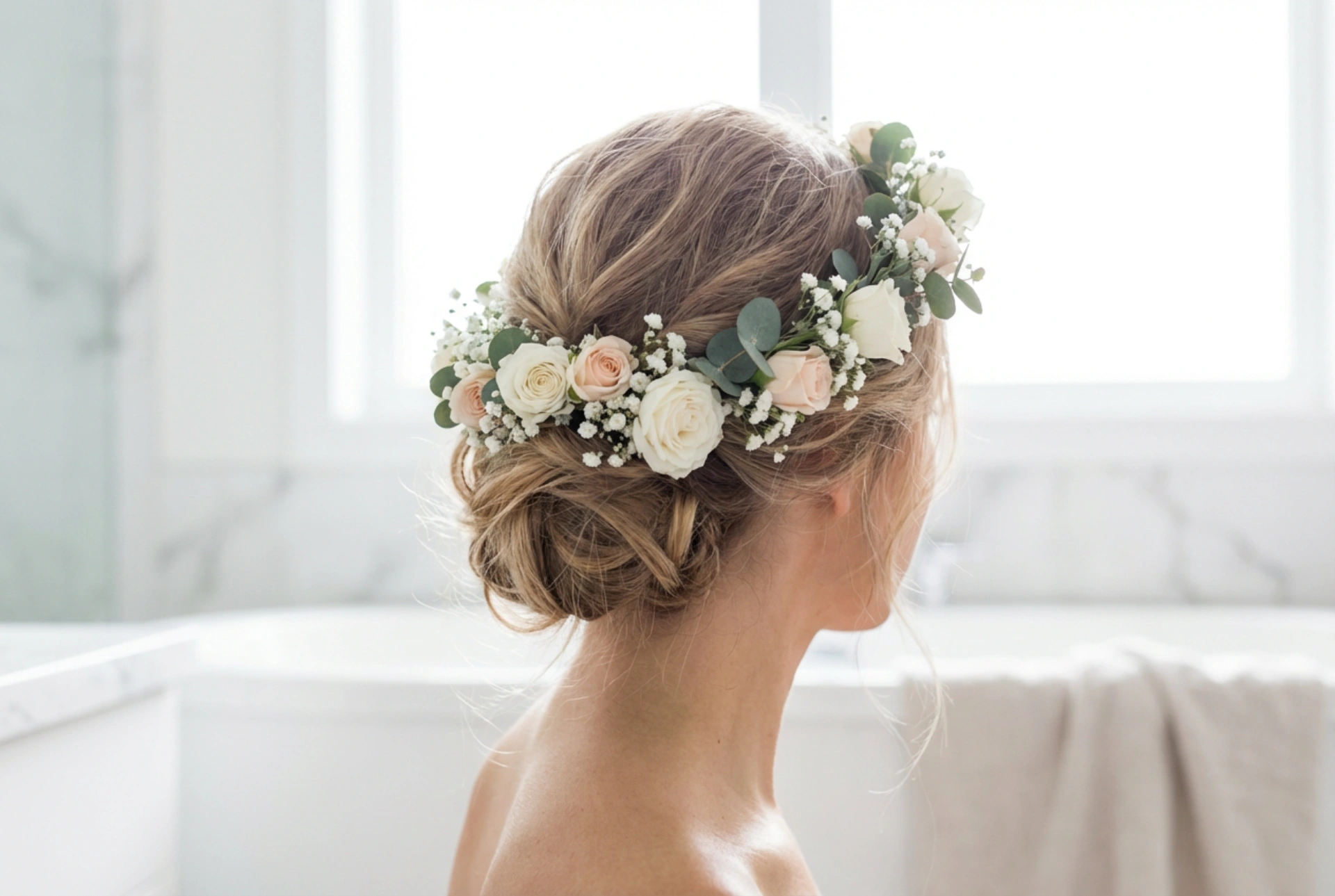 Recogidos románticos: peinados con coronas de flores para bodas y verano