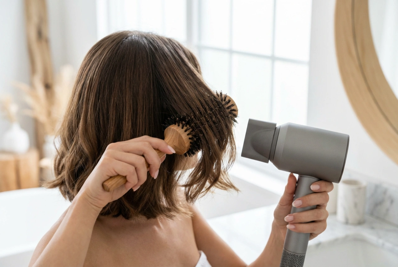 Corte bob: secado con cepillo, alisado y ondas paso a paso
