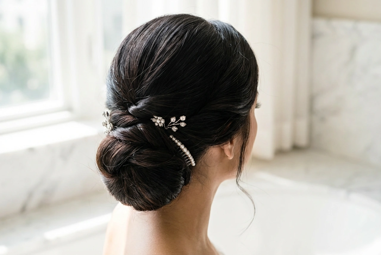 Peinado de novia: recogido duradero, control del 'baby hair' y accesorios