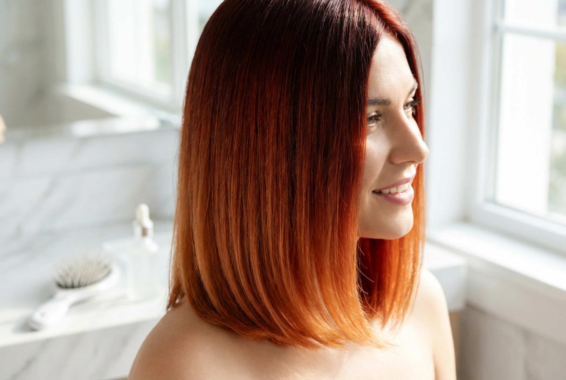 Ombre rojo en cabello corto: realización, matización y cuidado