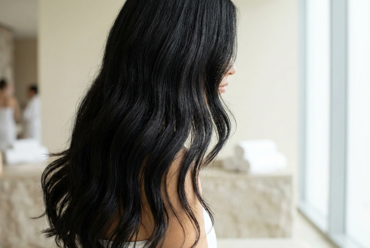 Estilo y ligereza: cómo lucir un cabello negro largo sin efecto casco