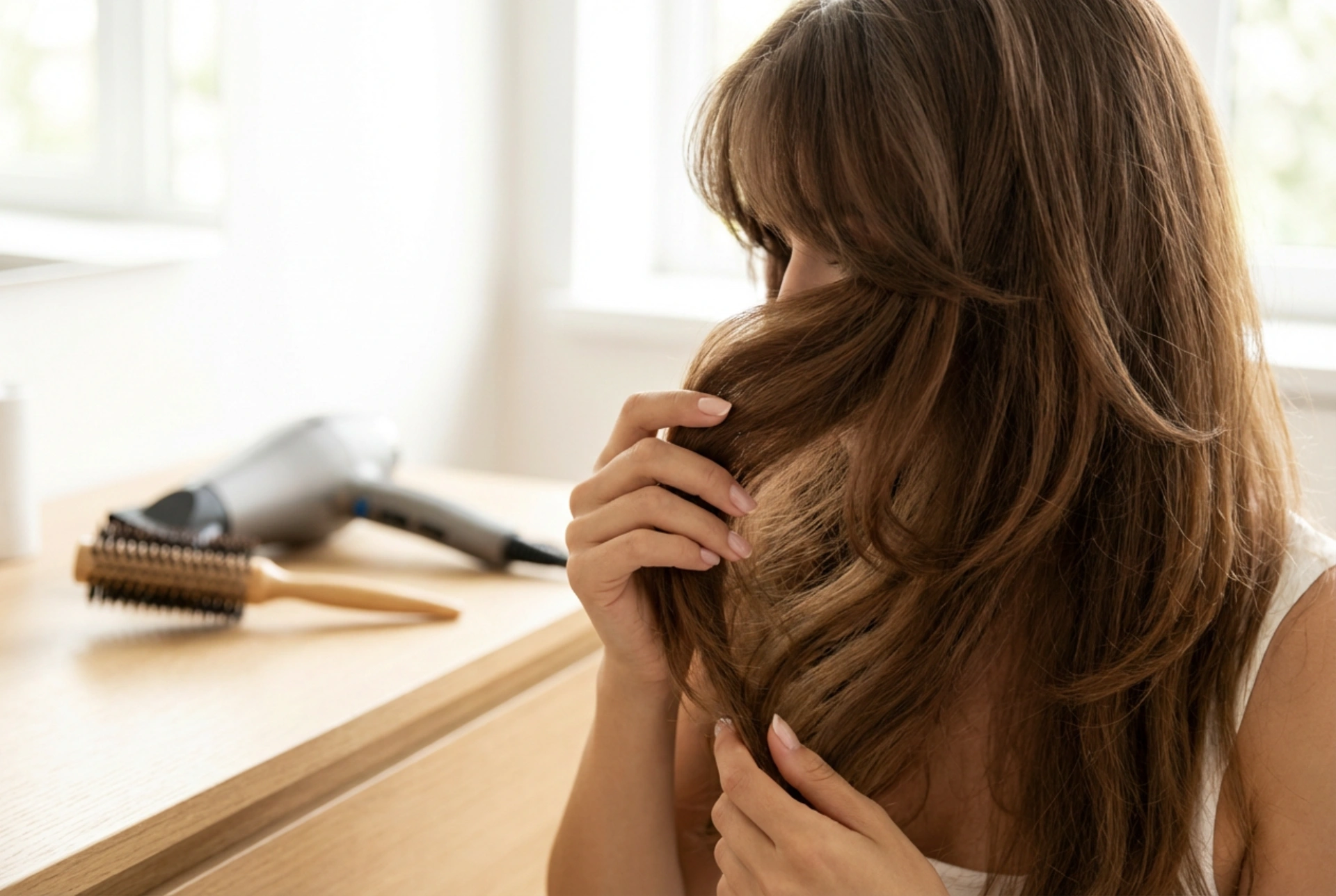 Técnicas para cabello largo a capas con flequillo: secado y peinado