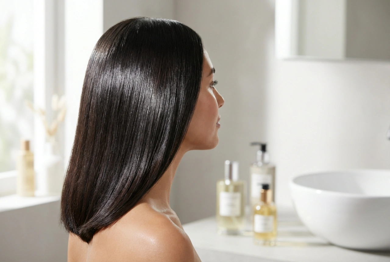 Cabello liso a los hombros con efecto espejo: guía paso a paso