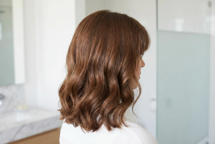 Melena a los hombros con flequillo: peinado con volumen y ondas suaves