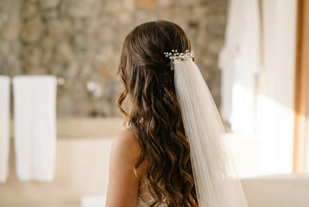 Peinado para pelo largo para una boda: ondas, semirecogidos y moños
