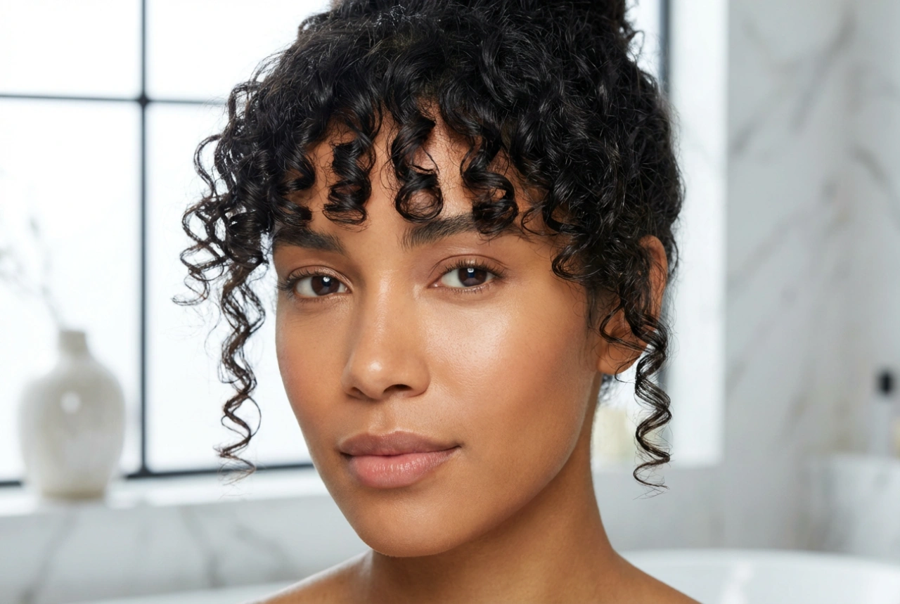 Flequillo en cabello rizado: corte, definición y protección del rizo