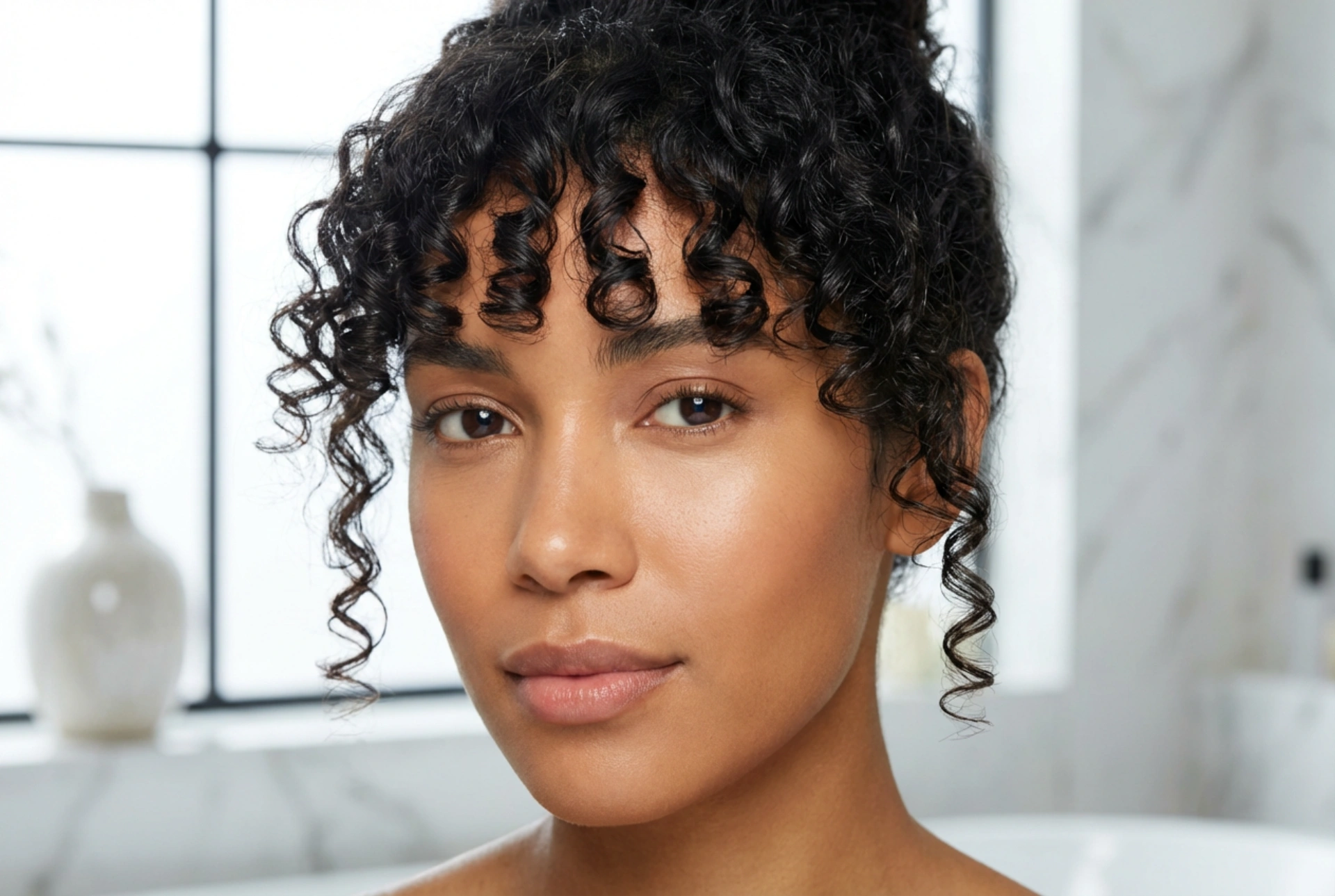 Flequillo en cabello rizado: corte, definición y protección del rizo