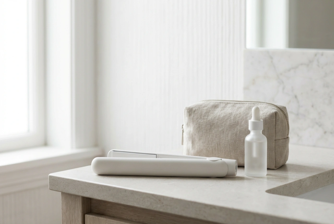 Mini plancha de pelo: peinar mechones cortos y flequillo, seguridad en los viajes