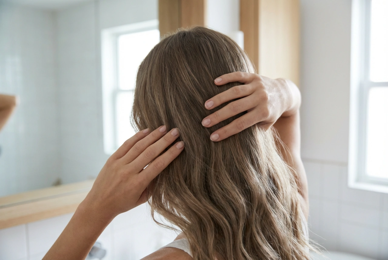 Pelo después del ondulador: enfriar, cepillar las ondas y fijar