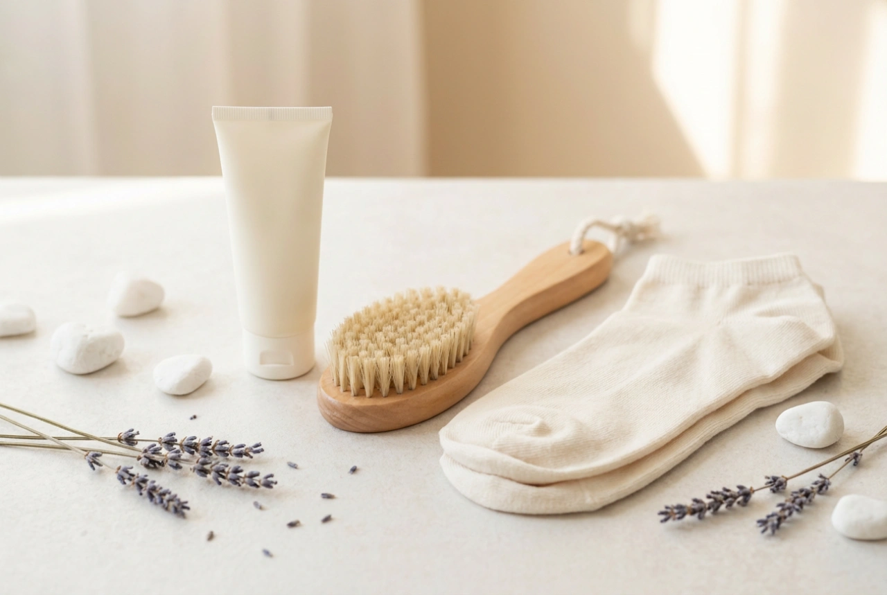 Cuidado de los talones agrietados: exfoliación, crema y el truco de los calcetines