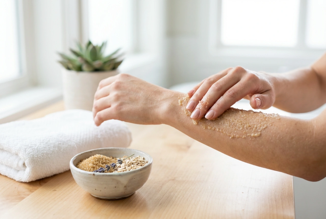 Exfoliación suave de manos en casa: preparación de la piel y masaje