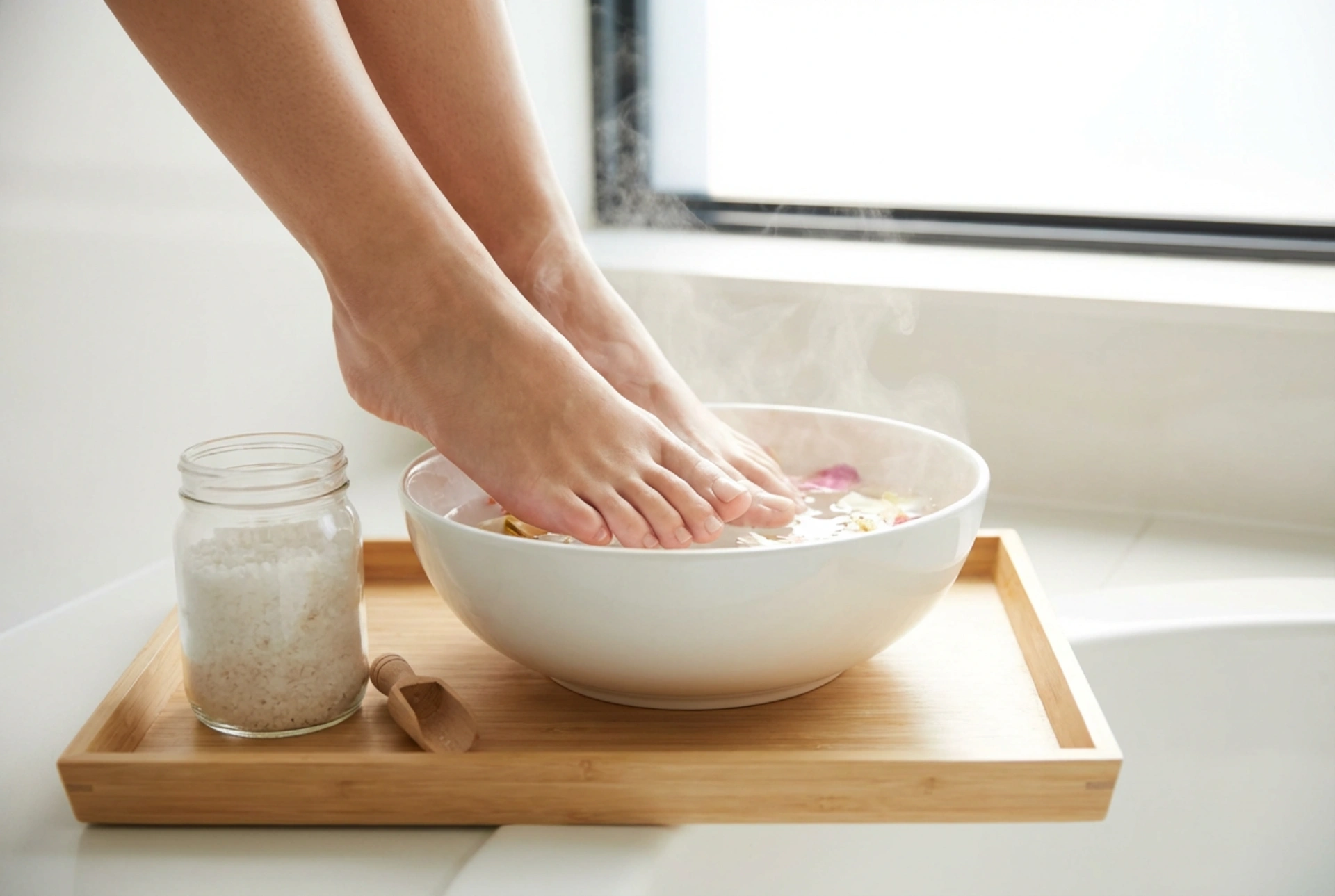 Sal para pediluvio: cómo preparar un baño de pies suavizante en casa