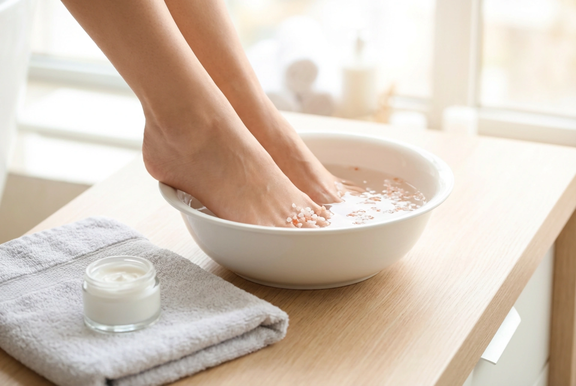 Sal de baño para pies: compresas, remojo y cuidados posteriores
