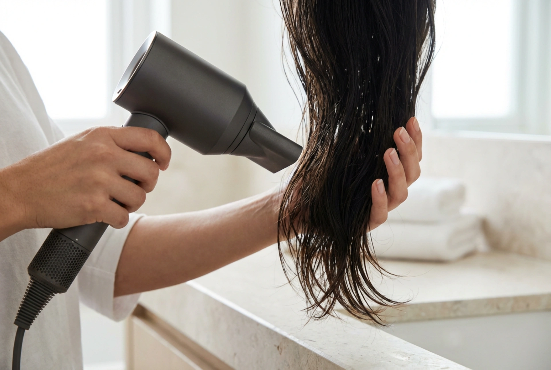 Secador de pelo profesional en casa: potencia, boquilla y técnica para secar sin sobrecalentar