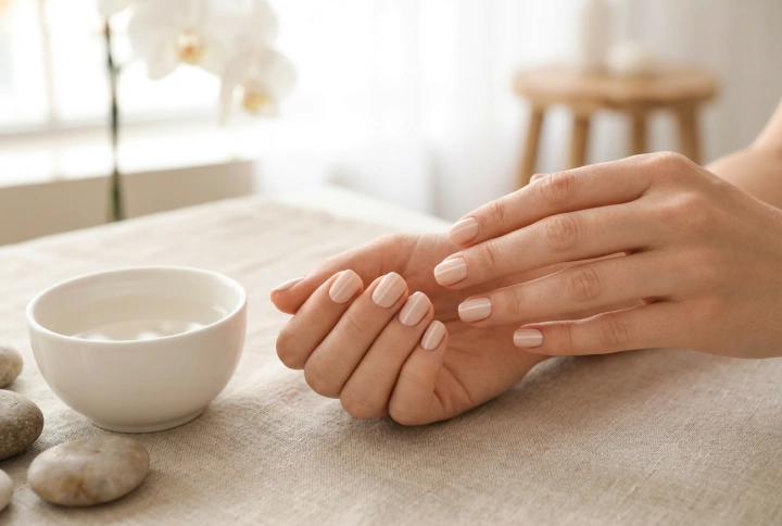 Uñas de gel cortas: alargamiento óptico y esmaltado de precisión