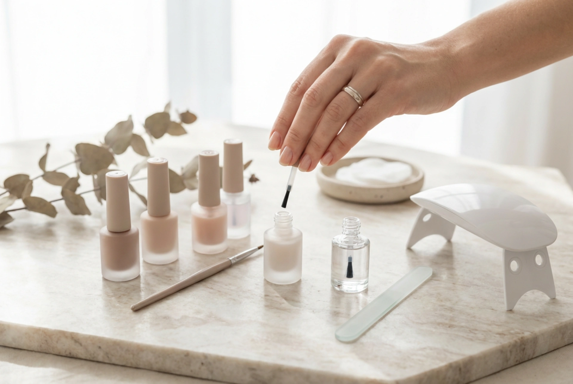 Esmaltes de uñas en gel sin rayas: preparación de la placa, aplicación y top coat