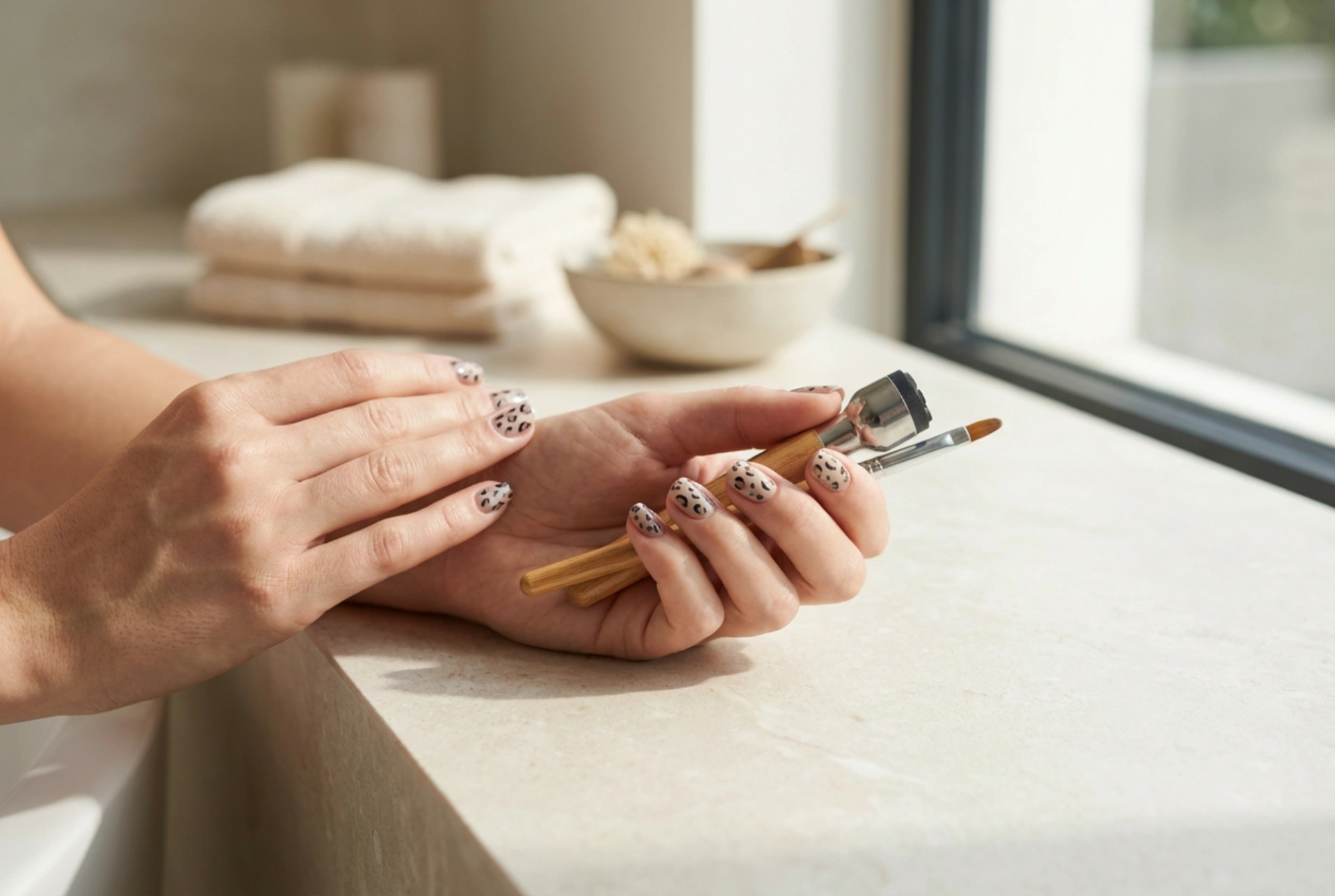 Manicura de leopardo: diseño rápido paso a paso con pincel y estampador