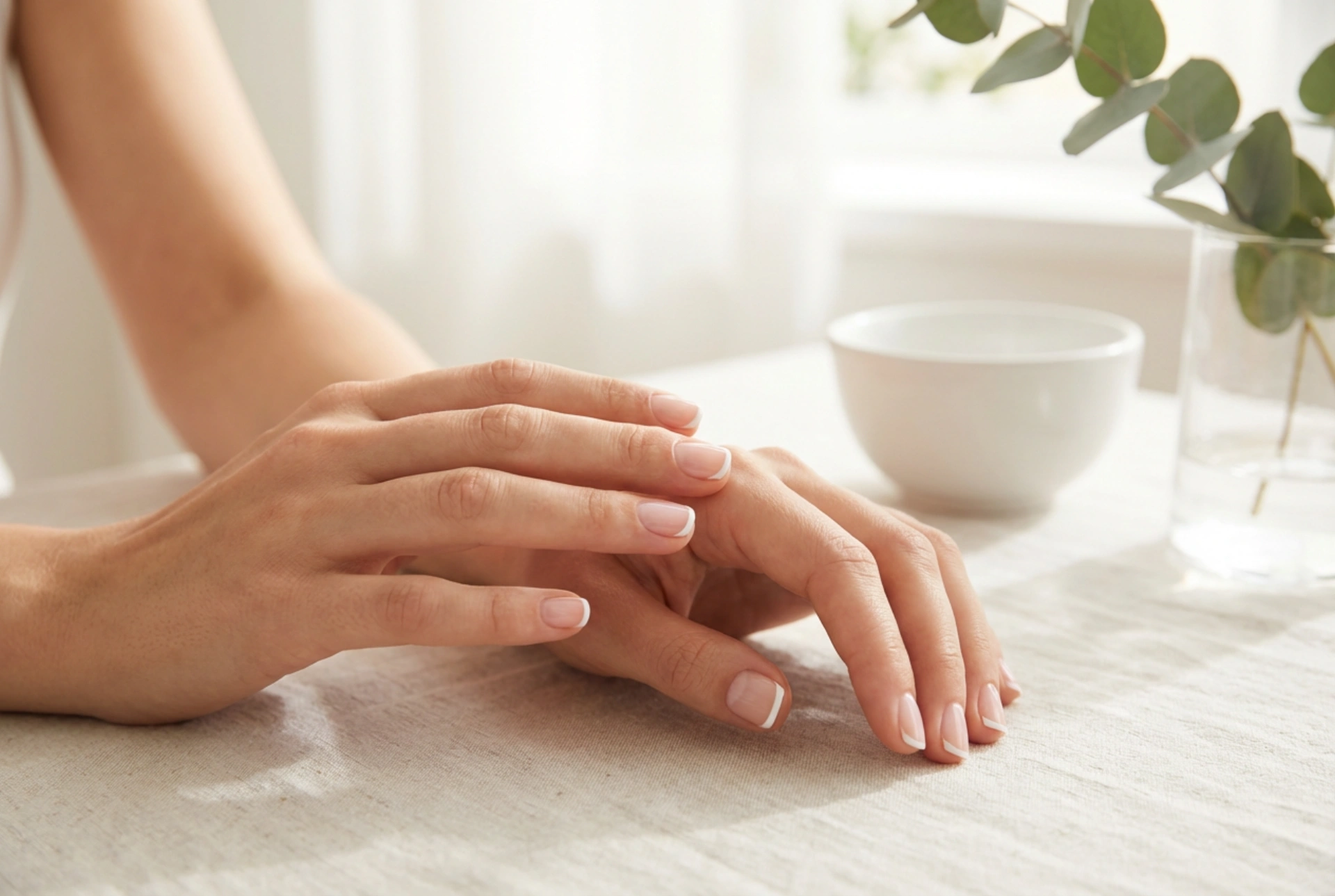 Manicura francesa para uñas cortas: alargamiento óptico y línea fina