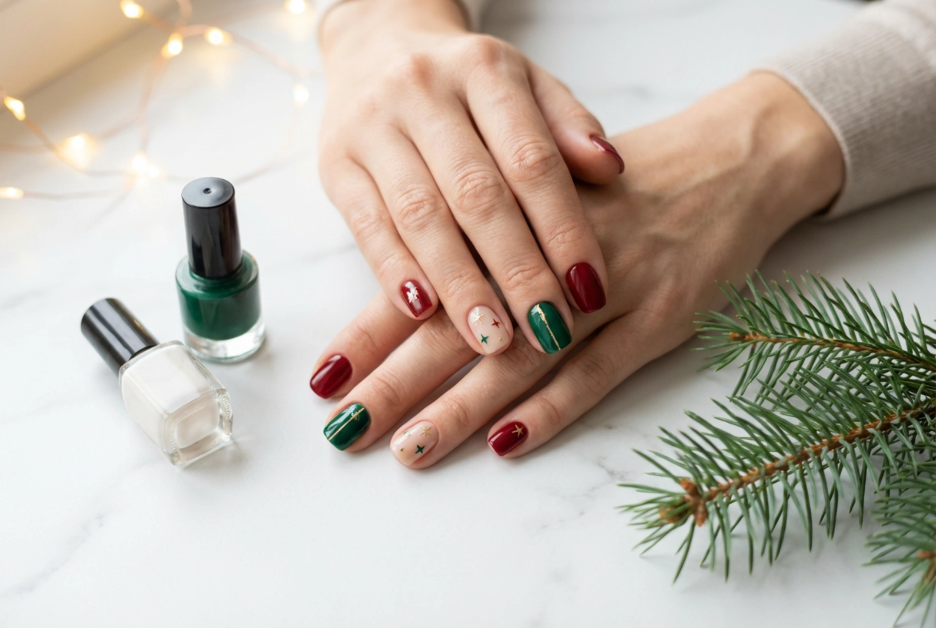 Guía festiva: uñas semipermanentes para Navidad, colores y diseños fáciles