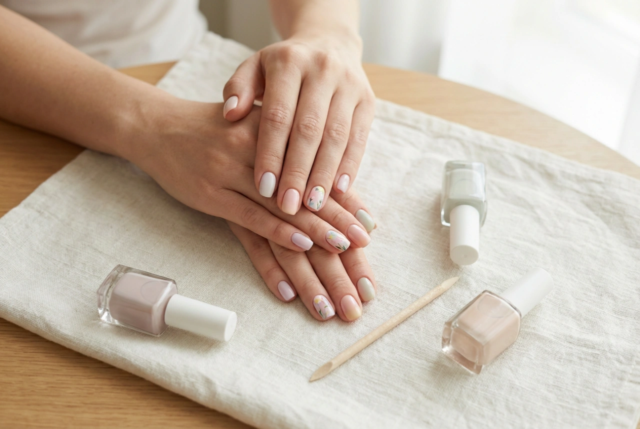 Uñas híbridas para la primavera: colores frescos, detalles florales y acabados brillantes
