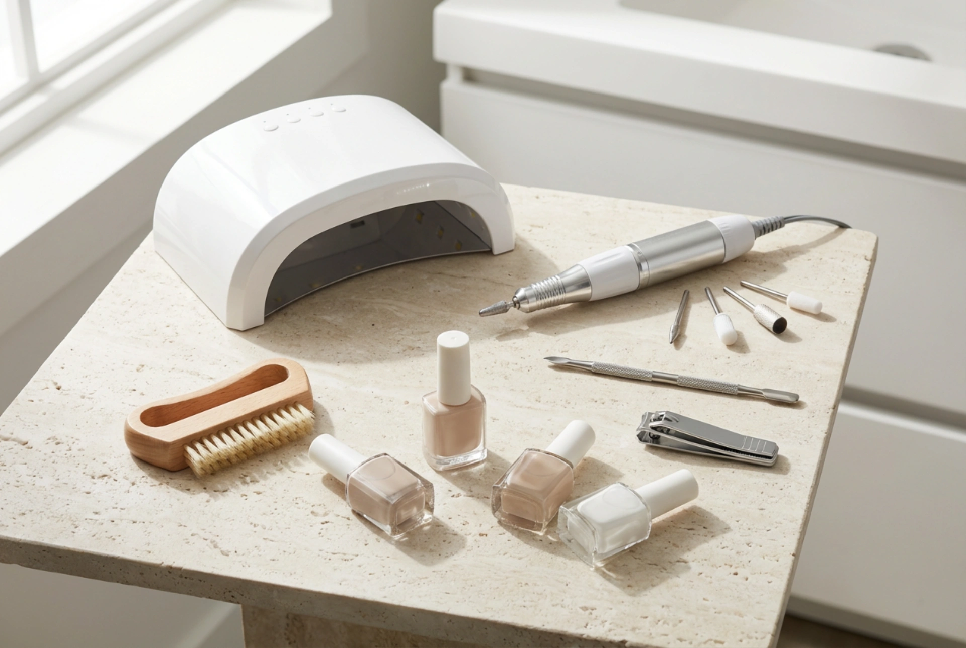 Lámpara y torno para uñas: kit completo para casa paso a paso