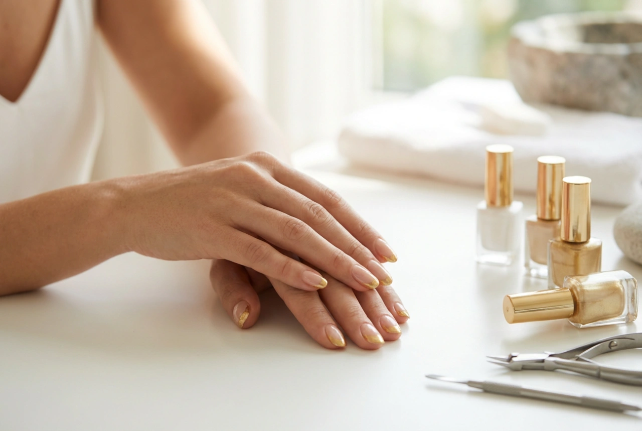 Manicura francesa dorada: técnicas, herramientas y acabado