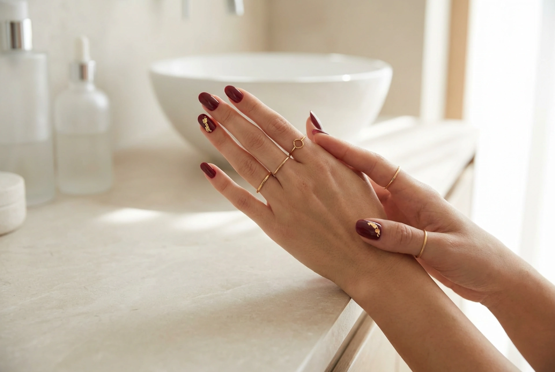 Uñas burdeos decoradas: acentos sencillos paso a paso