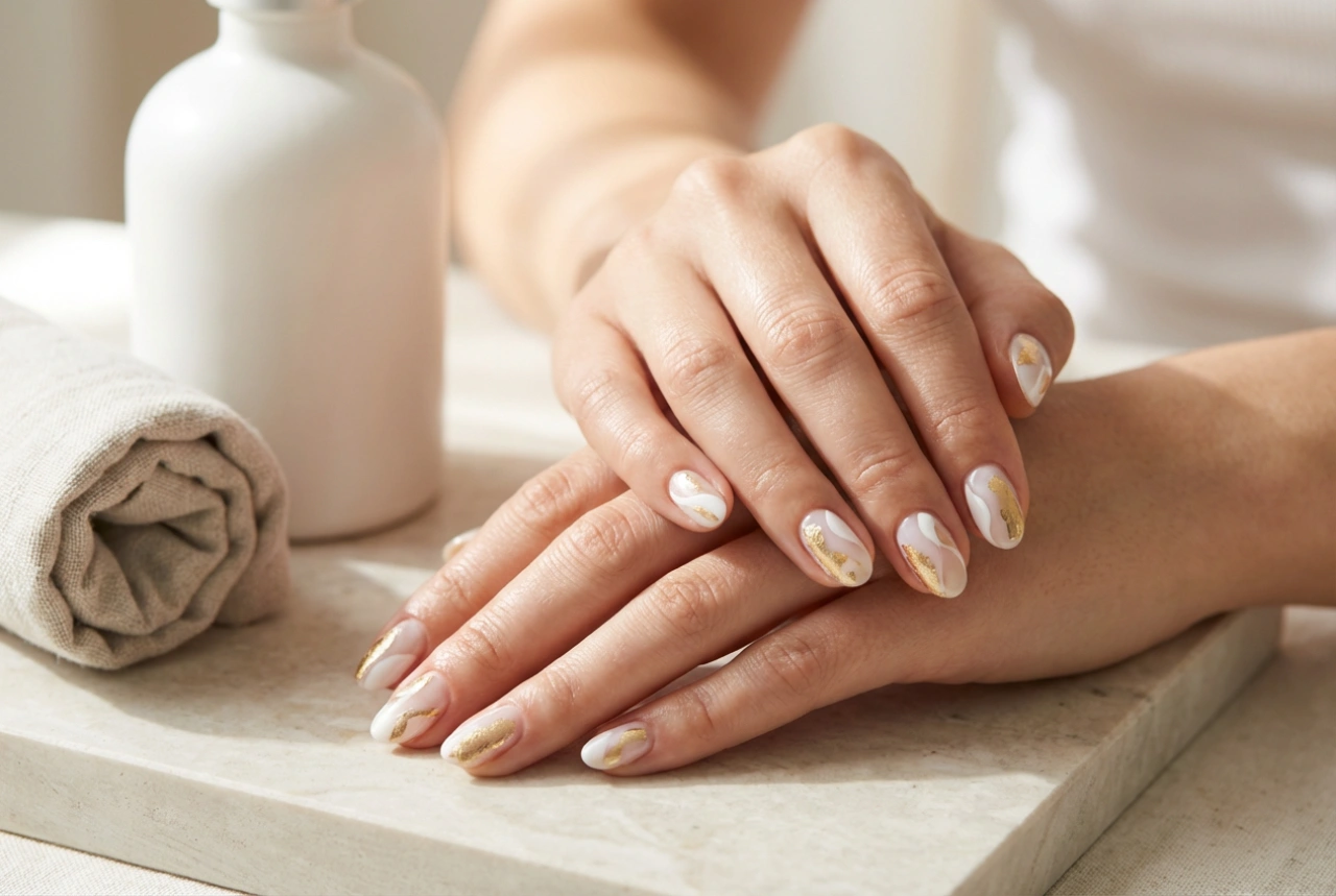 Uñas blancas y doradas: decoraciones elegantes y técnicas probadas