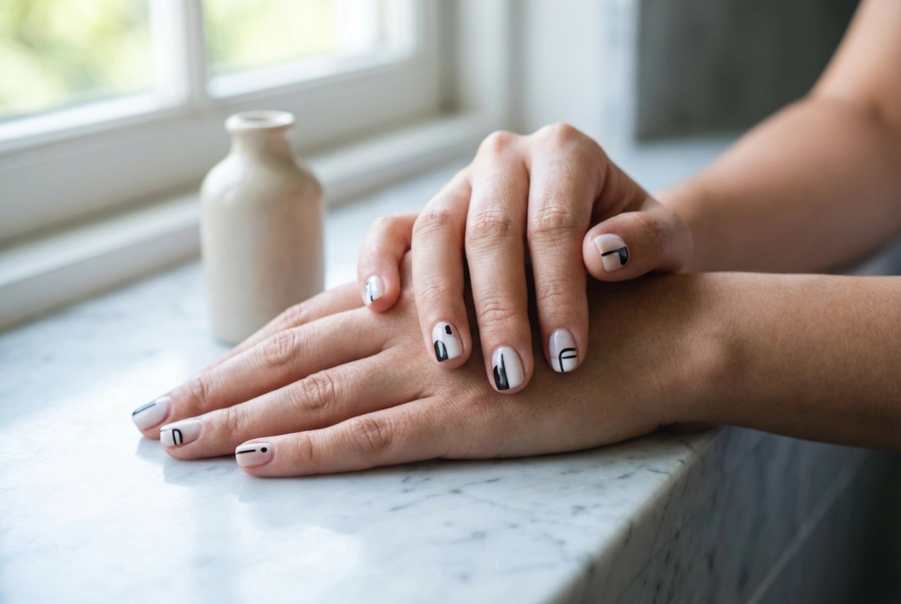 Uñas en blanco y negro: combinaciones de contraste y líneas precisas