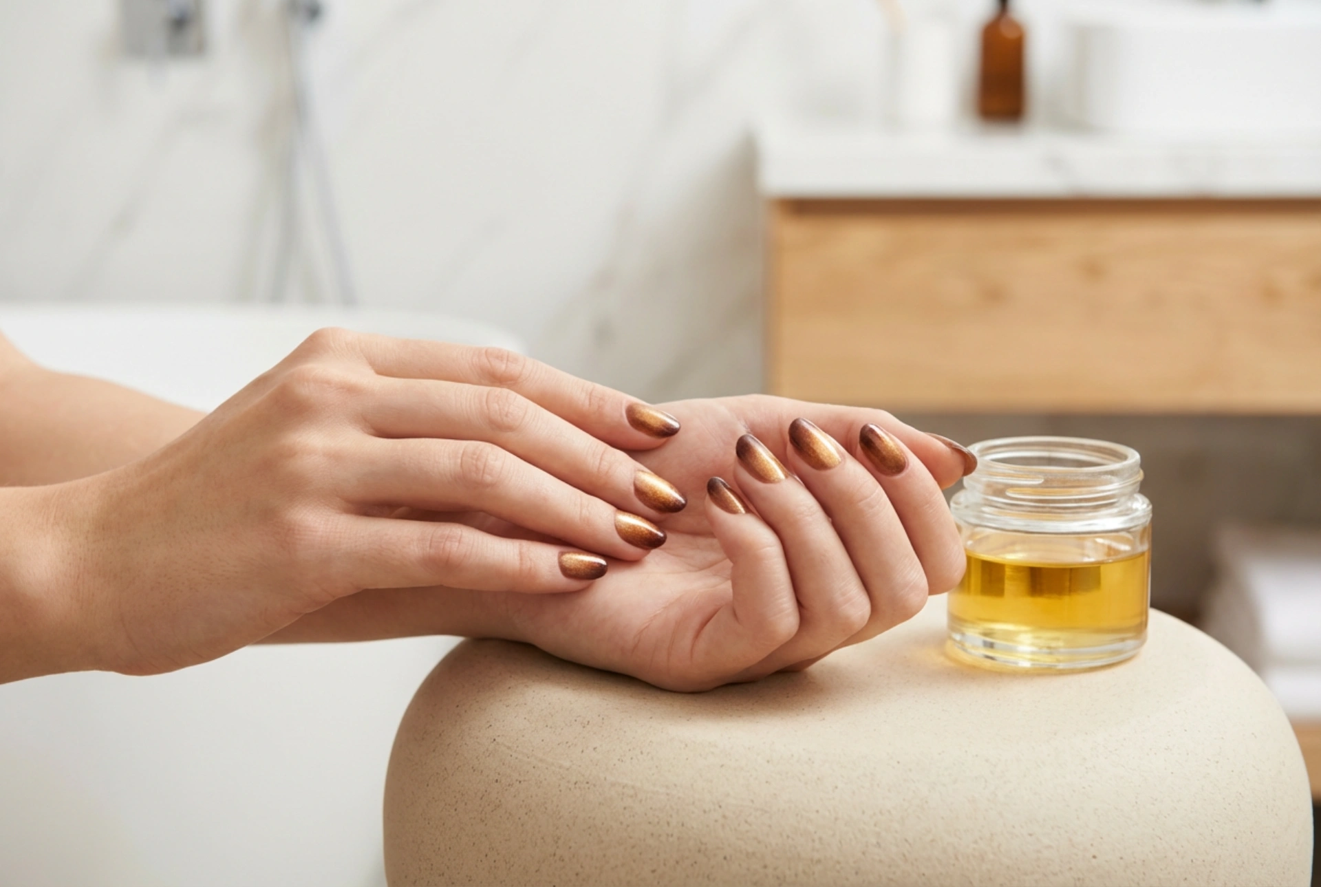 Uñas marrón y dorado: una cálida combinación de colores paso a paso