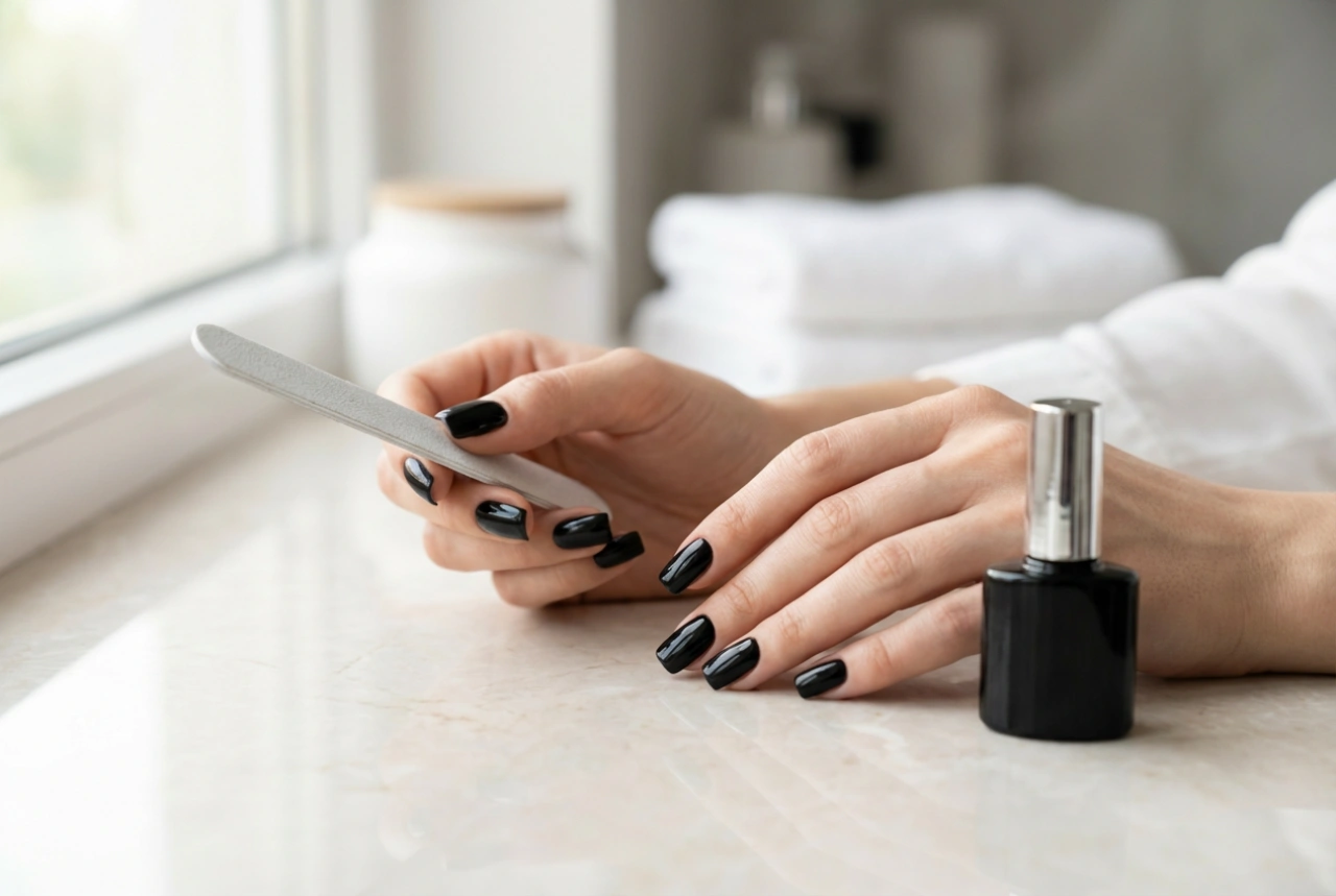 Uñas Negras Cuadradas: Cómo Limar, Pintar y Proteger para un Acabado Perfecto