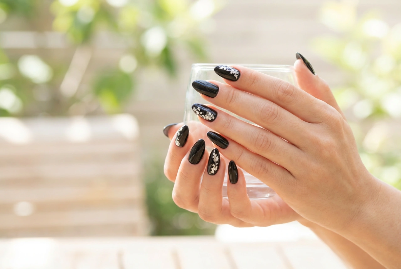 Uñas negras en verano: cómo añadir ligereza con decoraciones y acabados