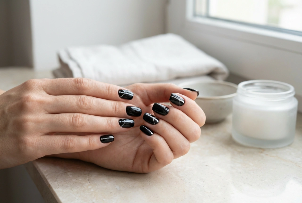 Uñas negras con plata paso a paso: decoraciones y acabados