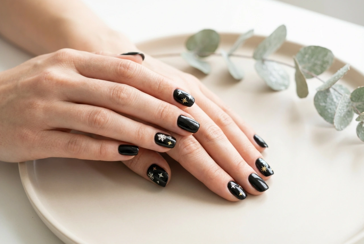 Uñas negras para Navidad: motivos, colores y decoraciones paso a paso