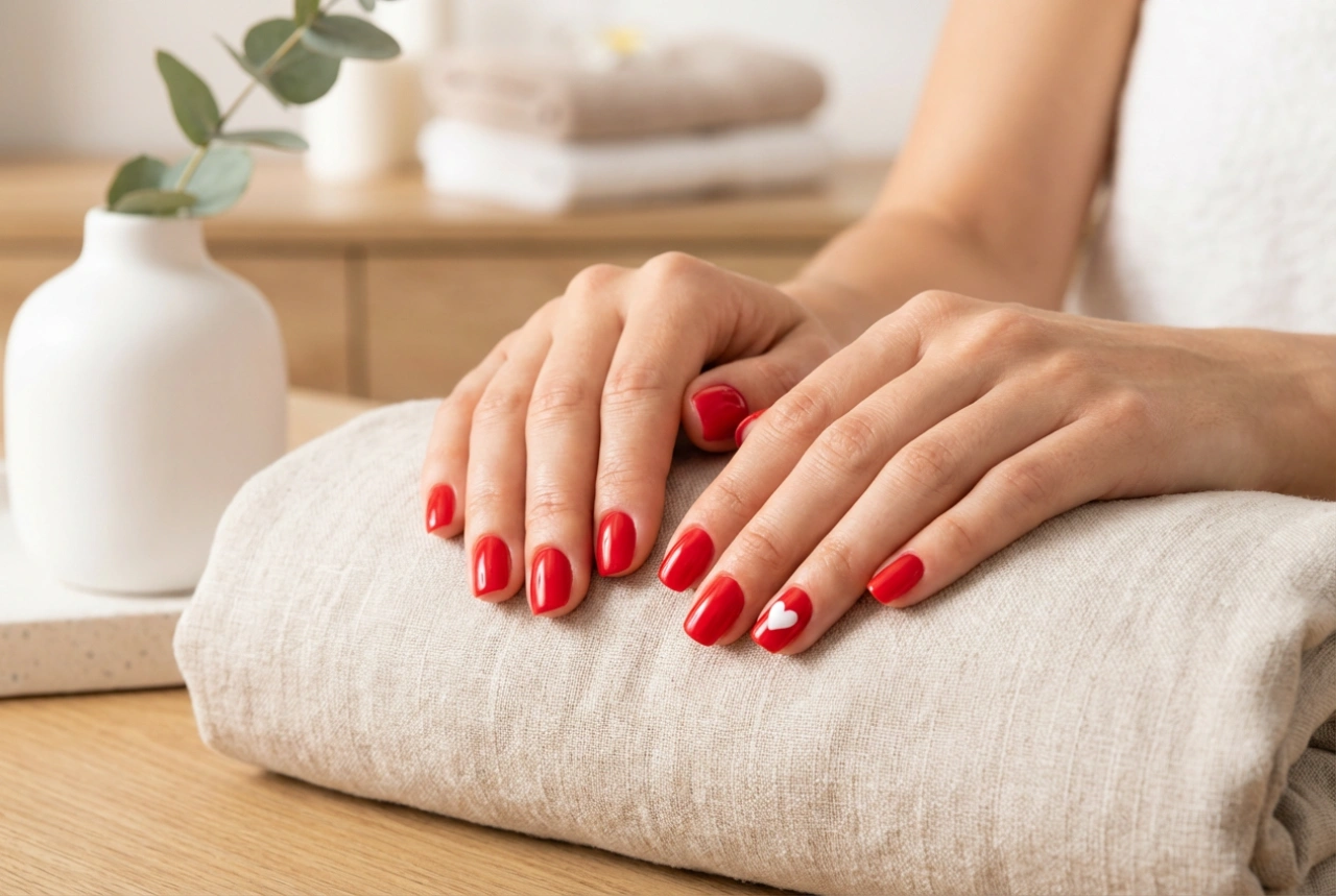 Uñas rojas con corazón: decoraciones de San Valentín paso a paso