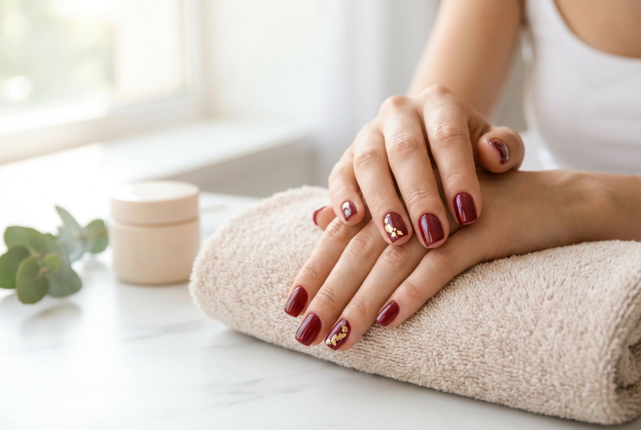 Uñas burdeos y doradas: cómo combinar tonos y decoraciones paso a paso