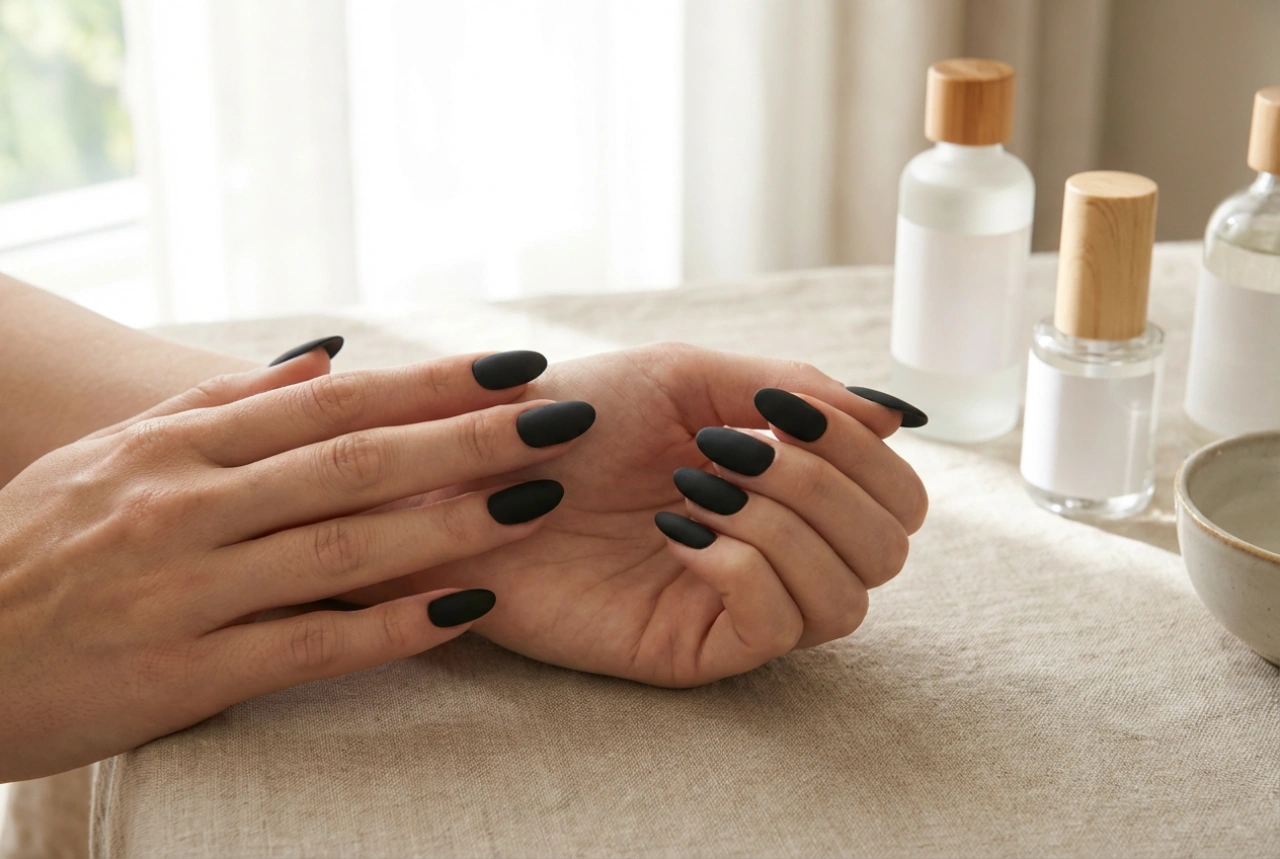 Uñas negras mate: cómo conseguir un mate perfecto sin rayas