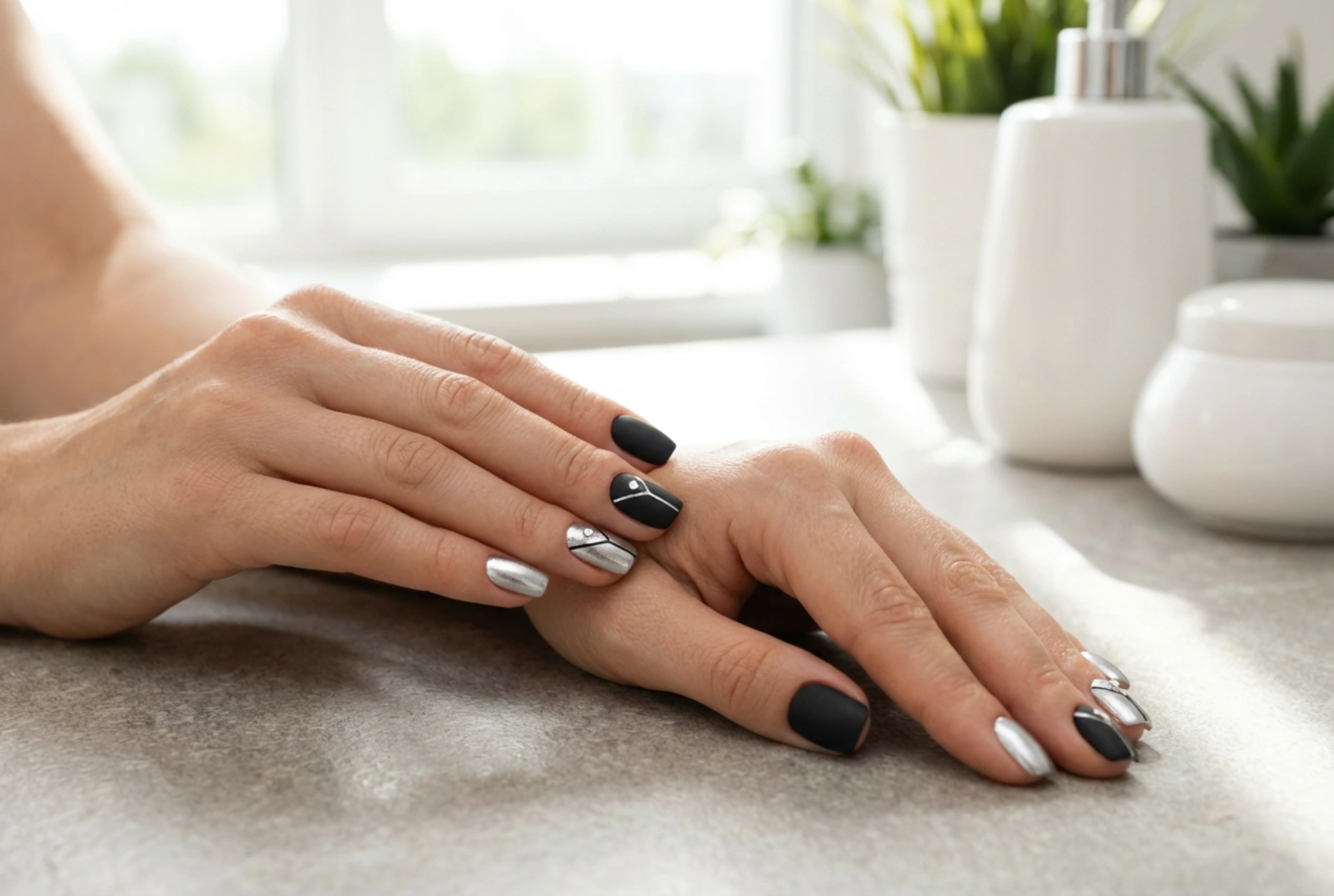 Cómo estilizar uñas negras con plata: mate, brillo y acentos