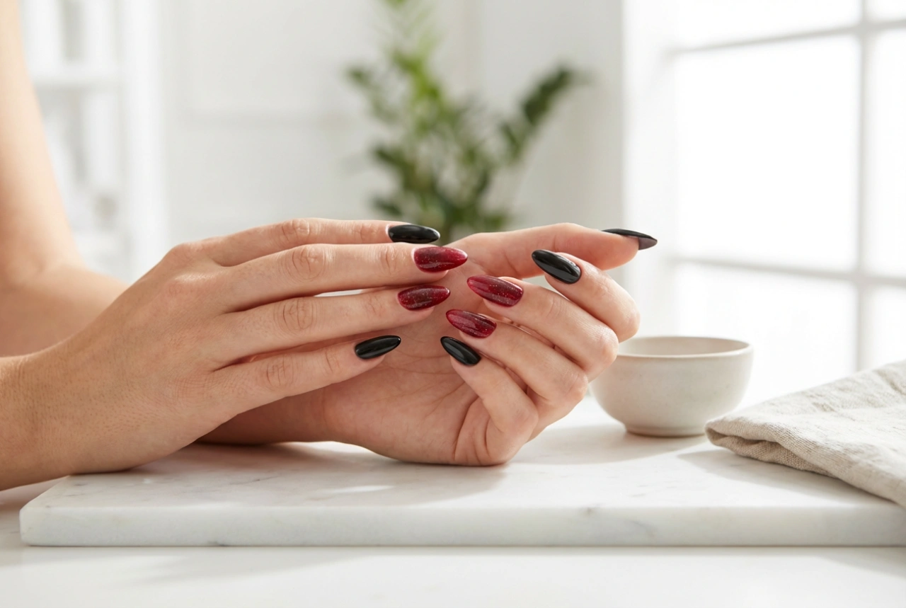 Uñas negras con rojo: técnicas sencillas de combinación y decoración