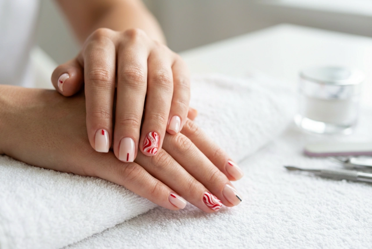 Uñas rojo y blanco: contrastes, diseños y técnicas rápidas de manicura
