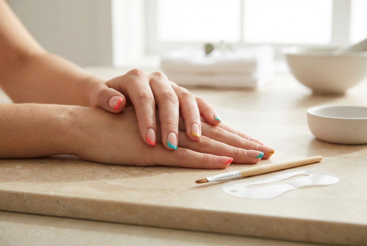 Uñas francesas de colores: cómo lograr puntas perfectas con plantillas, pinceles y correcciones