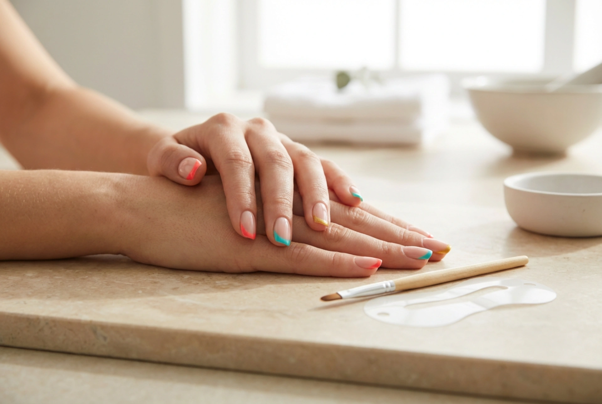 Uñas francesas de colores: cómo lograr puntas perfectas con plantillas, pinceles y correcciones