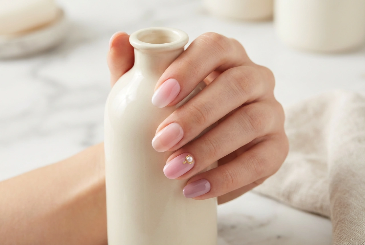 Uñas híbridas rosas: tonos, baby boomer y un acento sutil